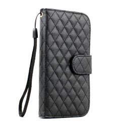 Galaxy S3 /i9300 Square Wallet Flip Leather Case with Strap and Stand (Black)